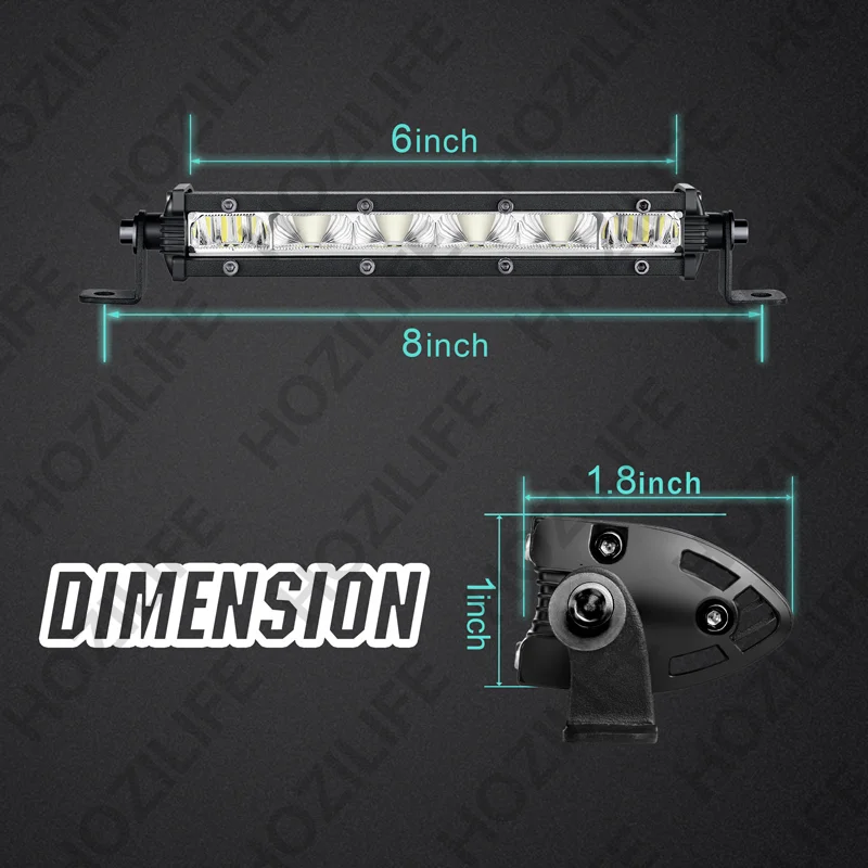 6 Inch Slim LED Light Bar Pods Small Spot Flood Offroad Driving Fog Work Single Row LED Light Bars for Trucks ATV UTV Boats, 2pcs